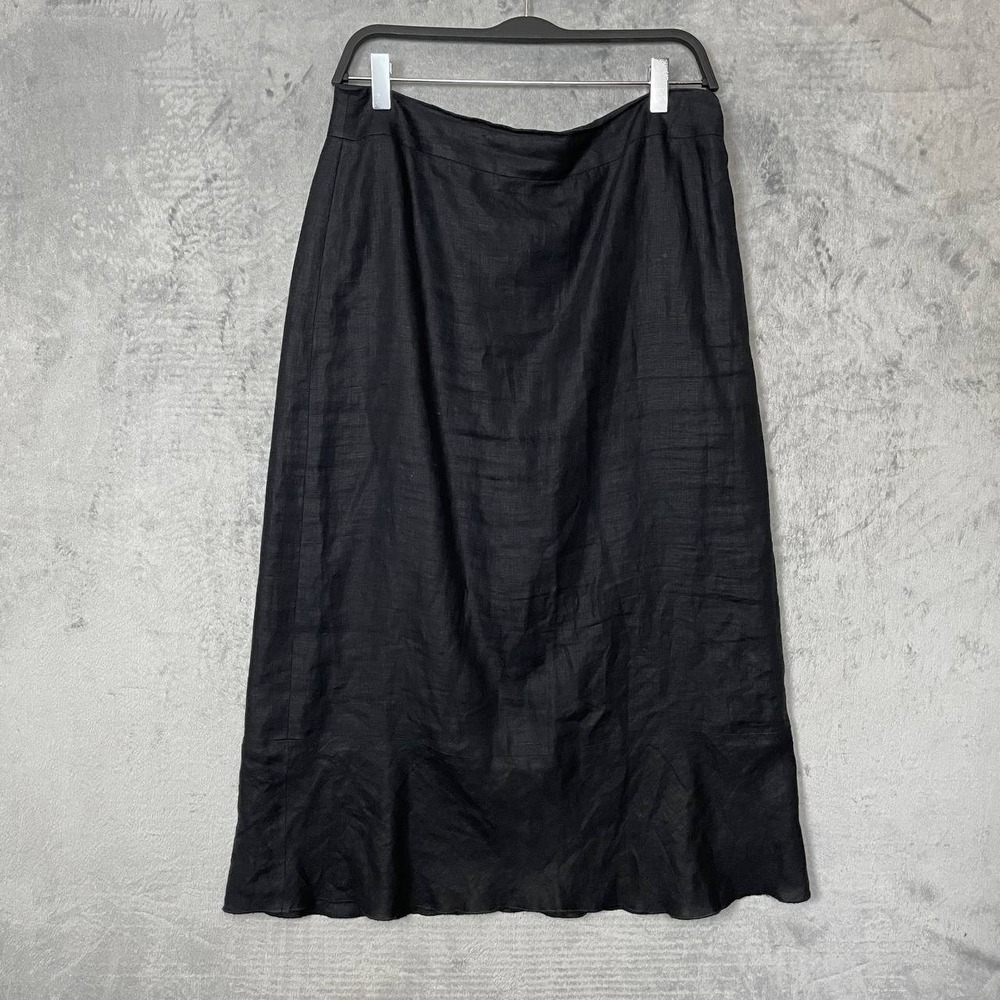 Lagom Linen Maxi Skirt Medium Workwear Japandi Black Minimalist Natural Business